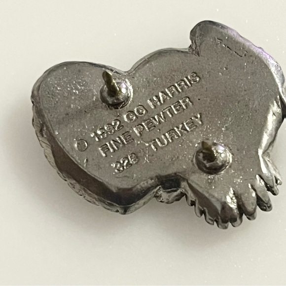 GG Harris 1992 Fine Pewter Turkey Brooch 328 Pin - Picture 5 of 10